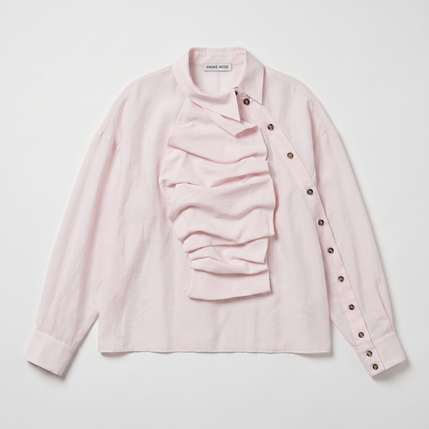 Asymmetric Ruffled Pink Blouse