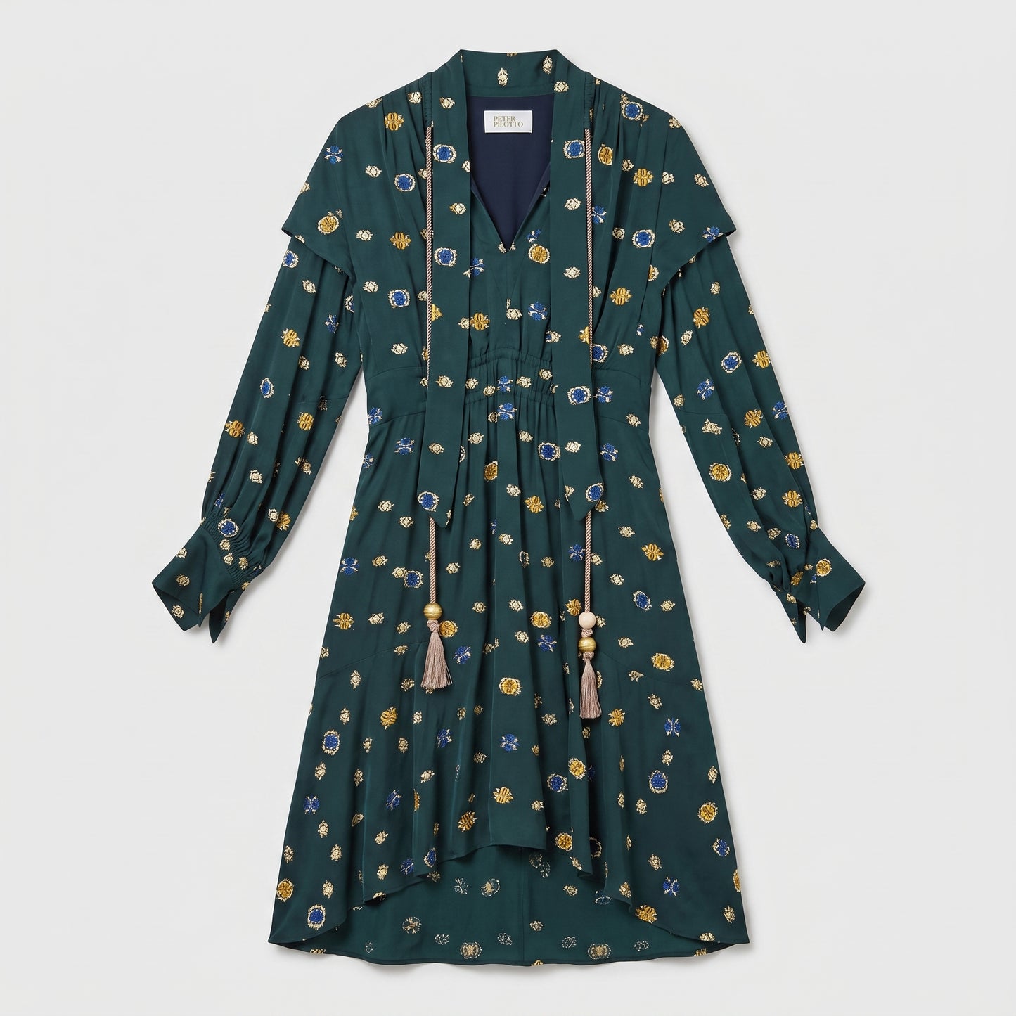 Embroidered Silk Tassel Mini Dress