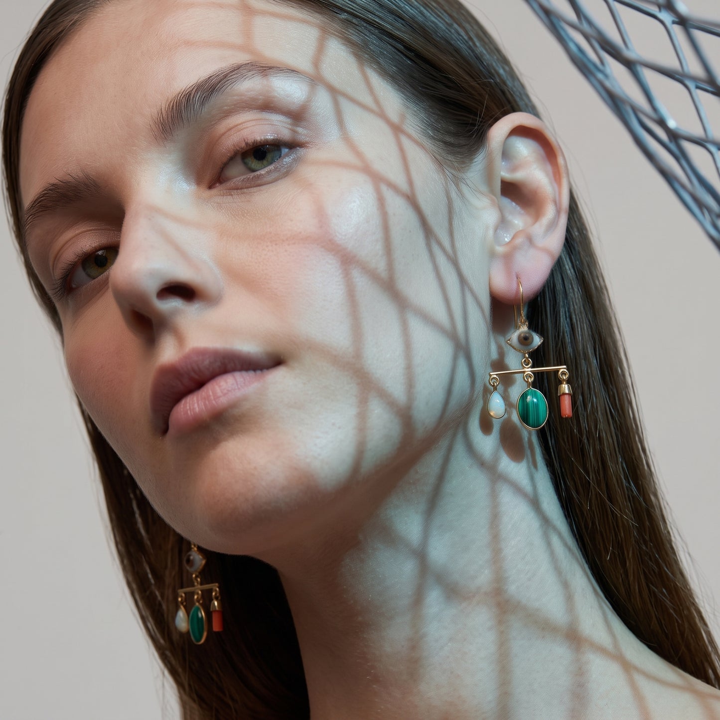 Asymmetric Multi-Charm Drop Earrings