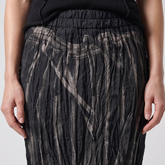 Abstract Print Textured Midi Skirt