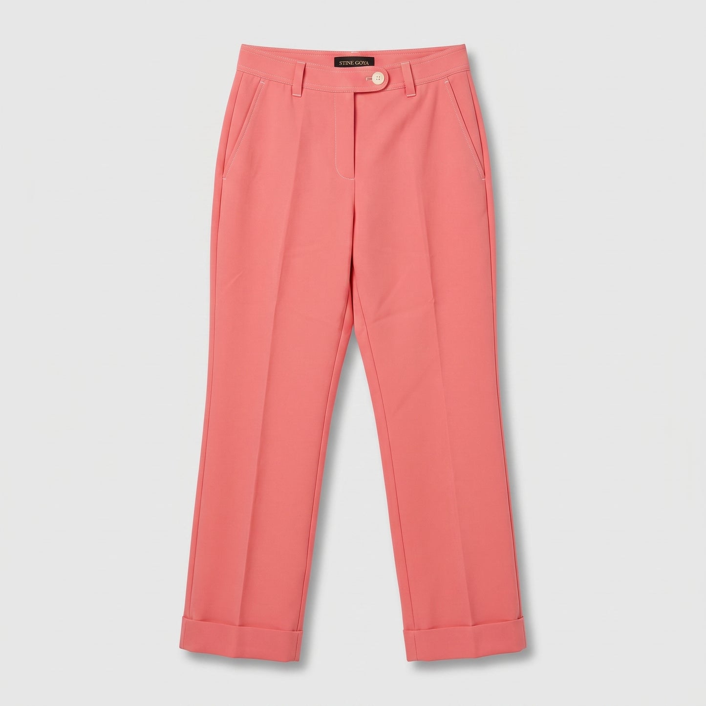 Tailored Coral Pink Cuffed Trousers