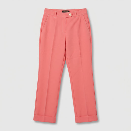 Tailored Coral Pink Cuffed Trousers