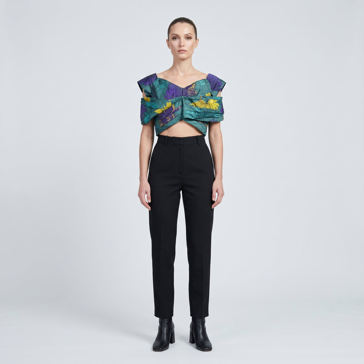 Floral Structured Cropped Top