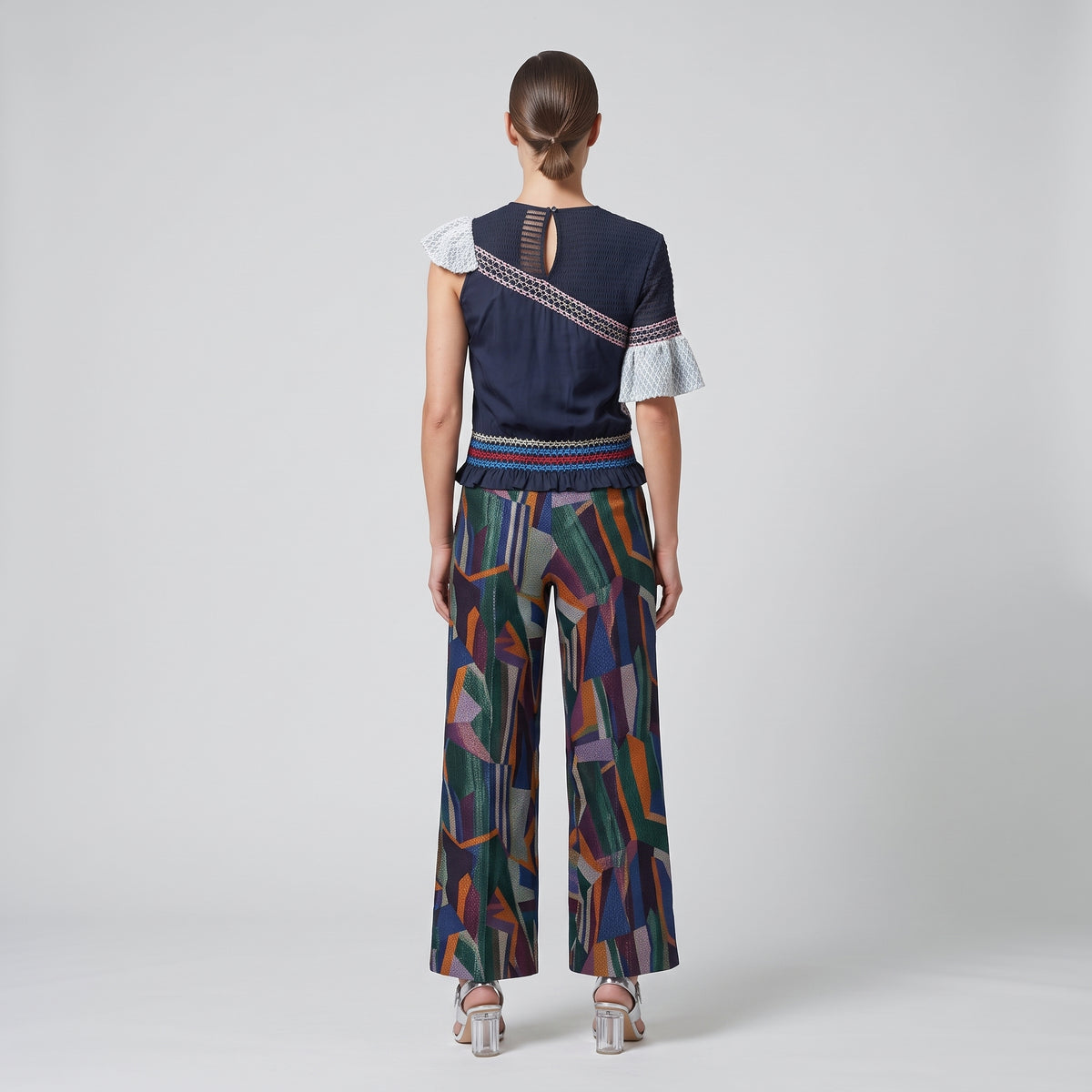 Asymmetric Ruffled Textural Top