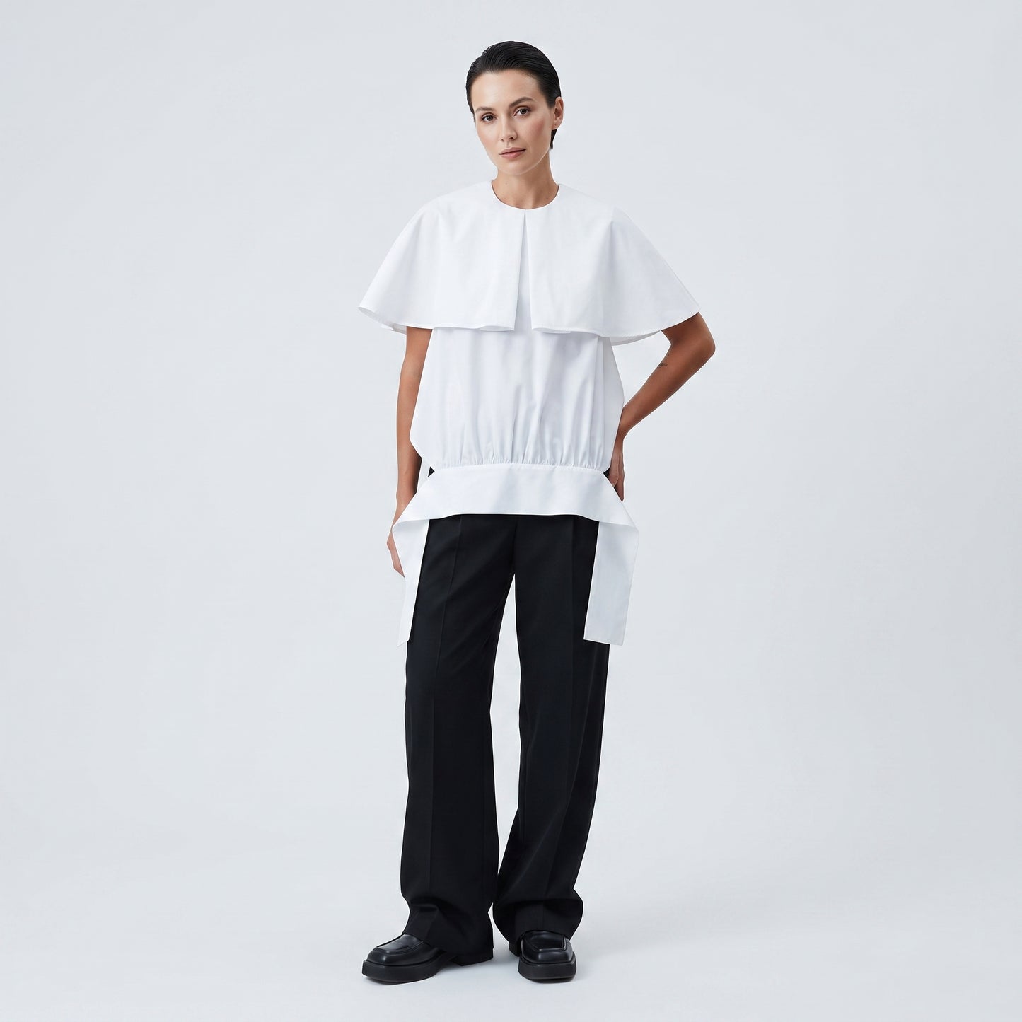 Architectural Layered White Blouse