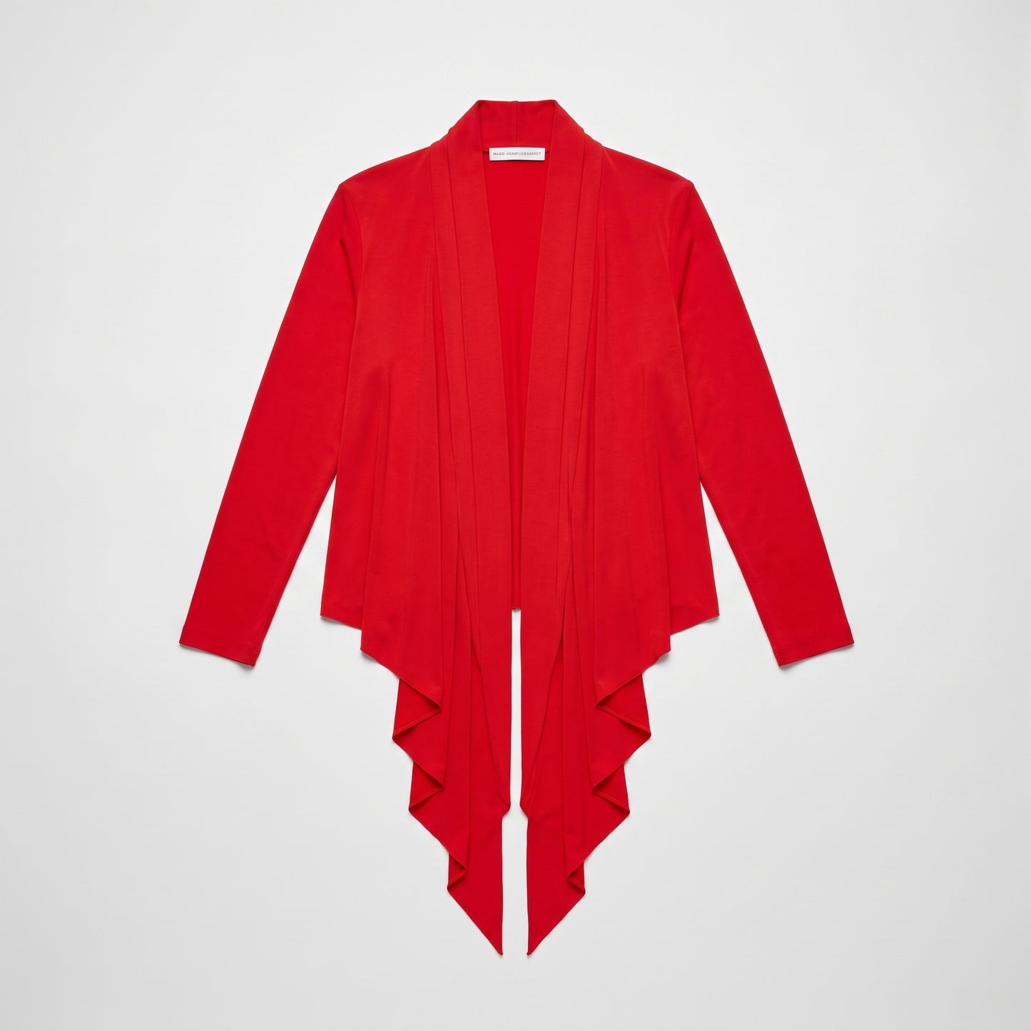 Red Draped Waterfall Cardigan