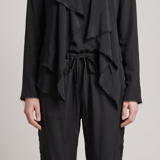 Black Drawstring Tailored Trousers
