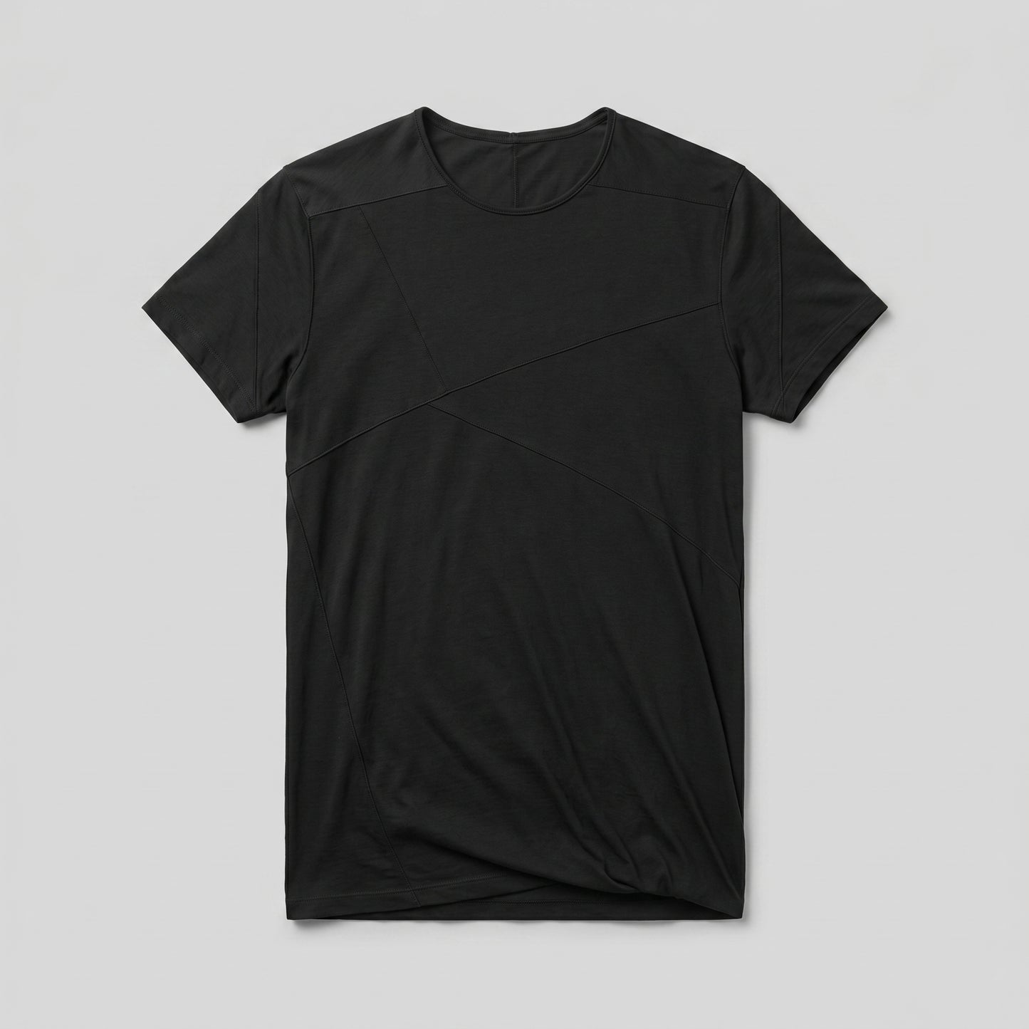 Geometric Seam Black Tee