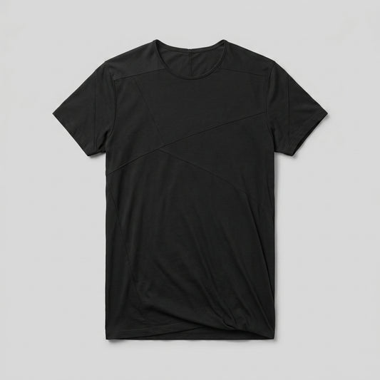 Geometric Seam Black Tee