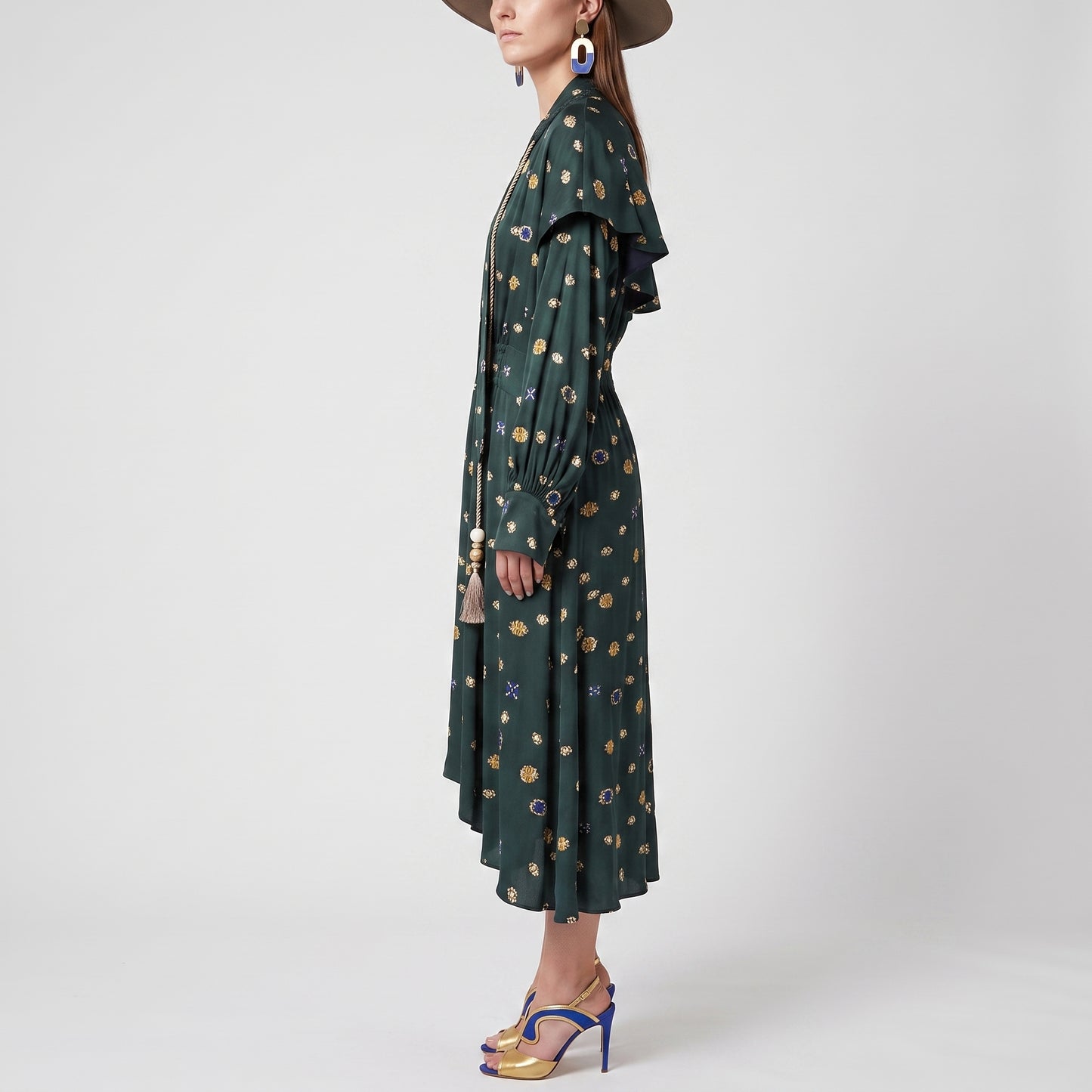Embroidered Silk Tassel Mini Dress