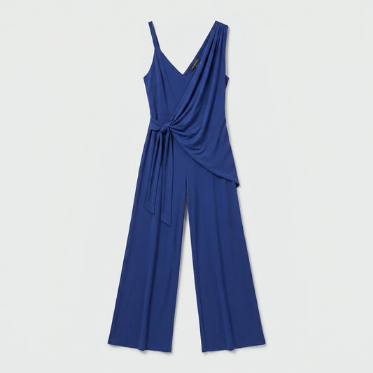 Asymmetric Draped Wide-Leg Jumpsuit