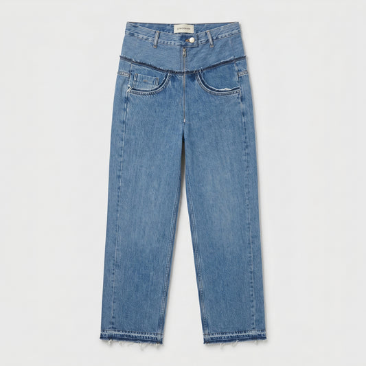 High-Waisted Distressed Denim Jeans