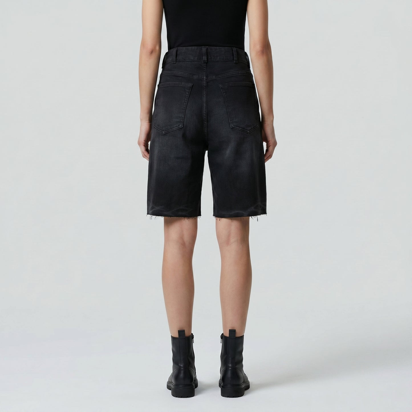 Tailored High-Rise Denim Shorts