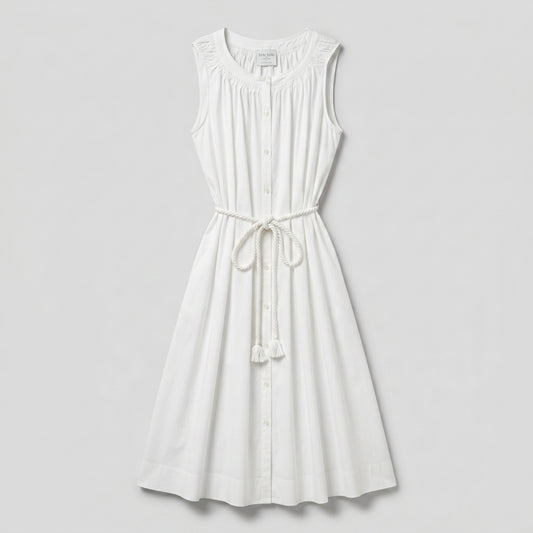 Elegant Sleeveless Cotton Midi Dress