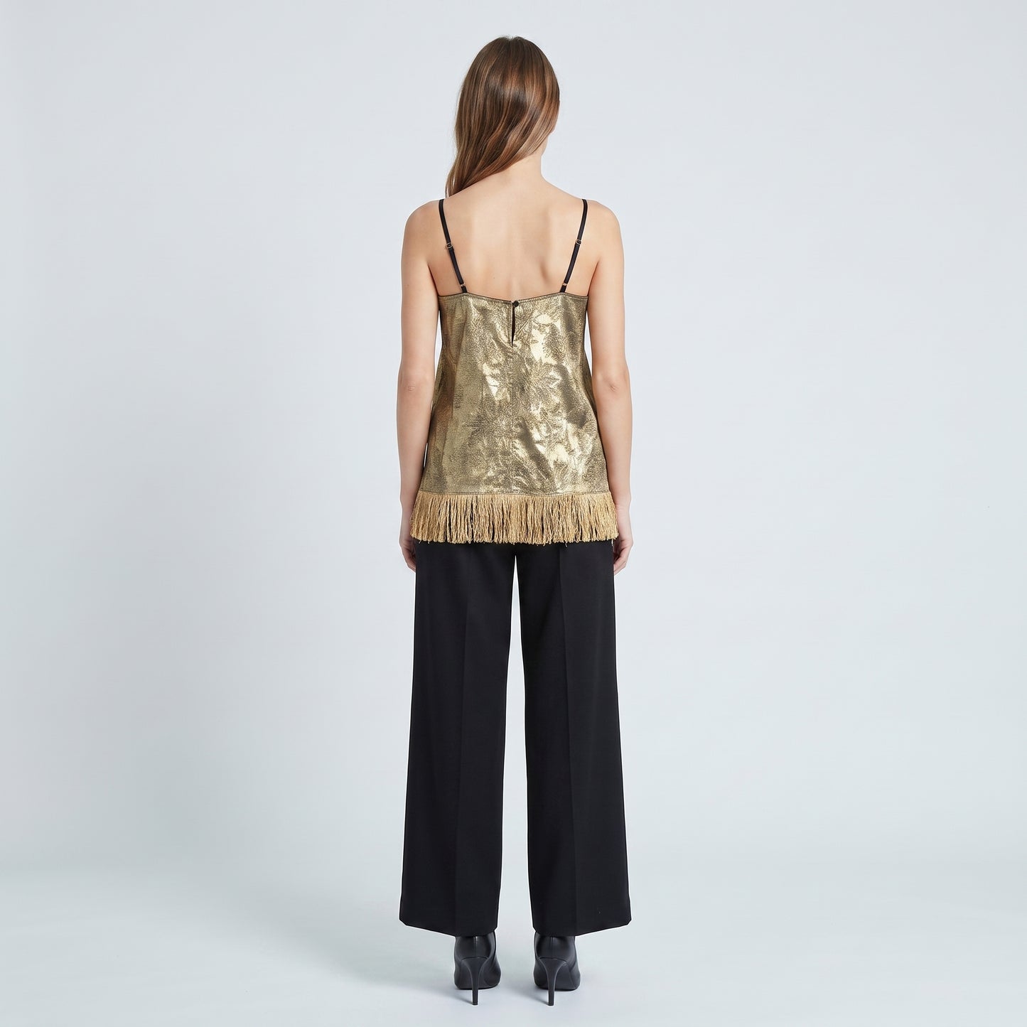 Metallic Floral Fringed Camisole