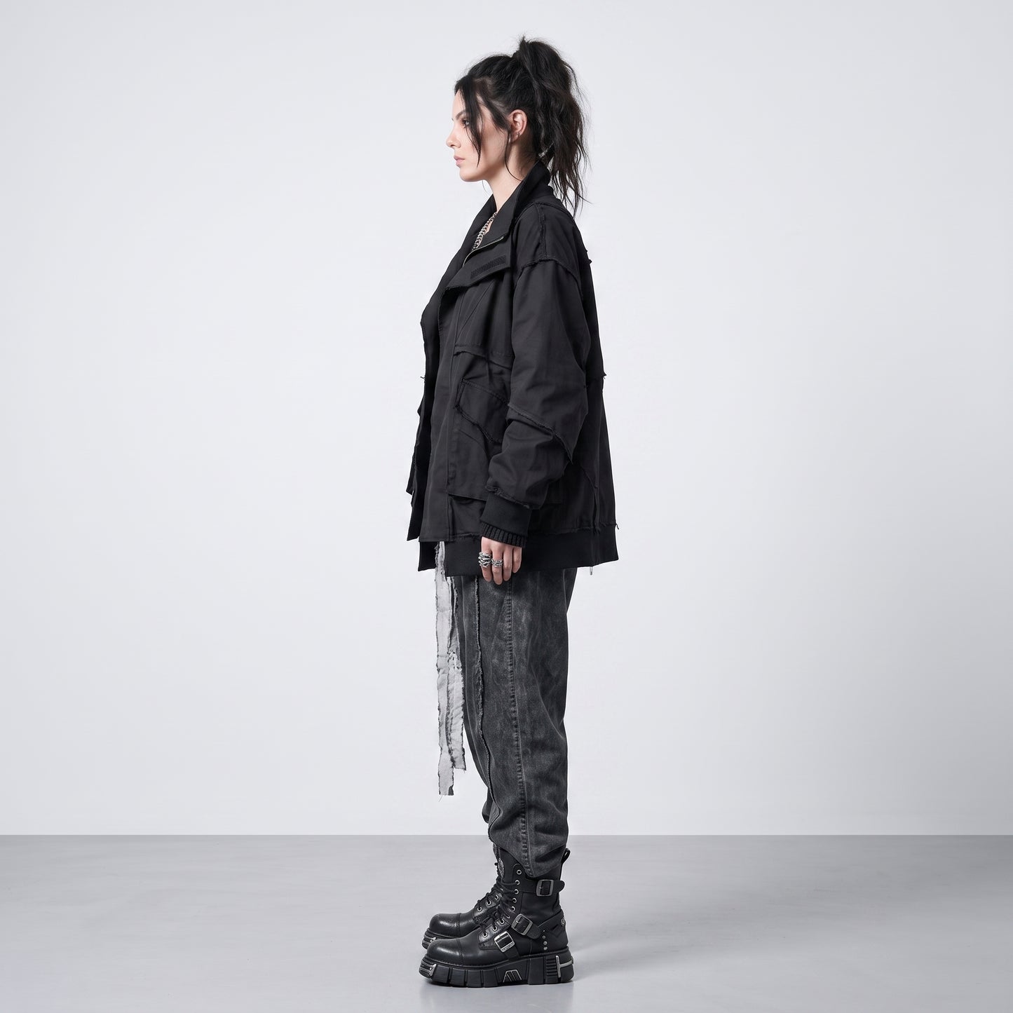 Distressed Raw Edge Denim Trousers
