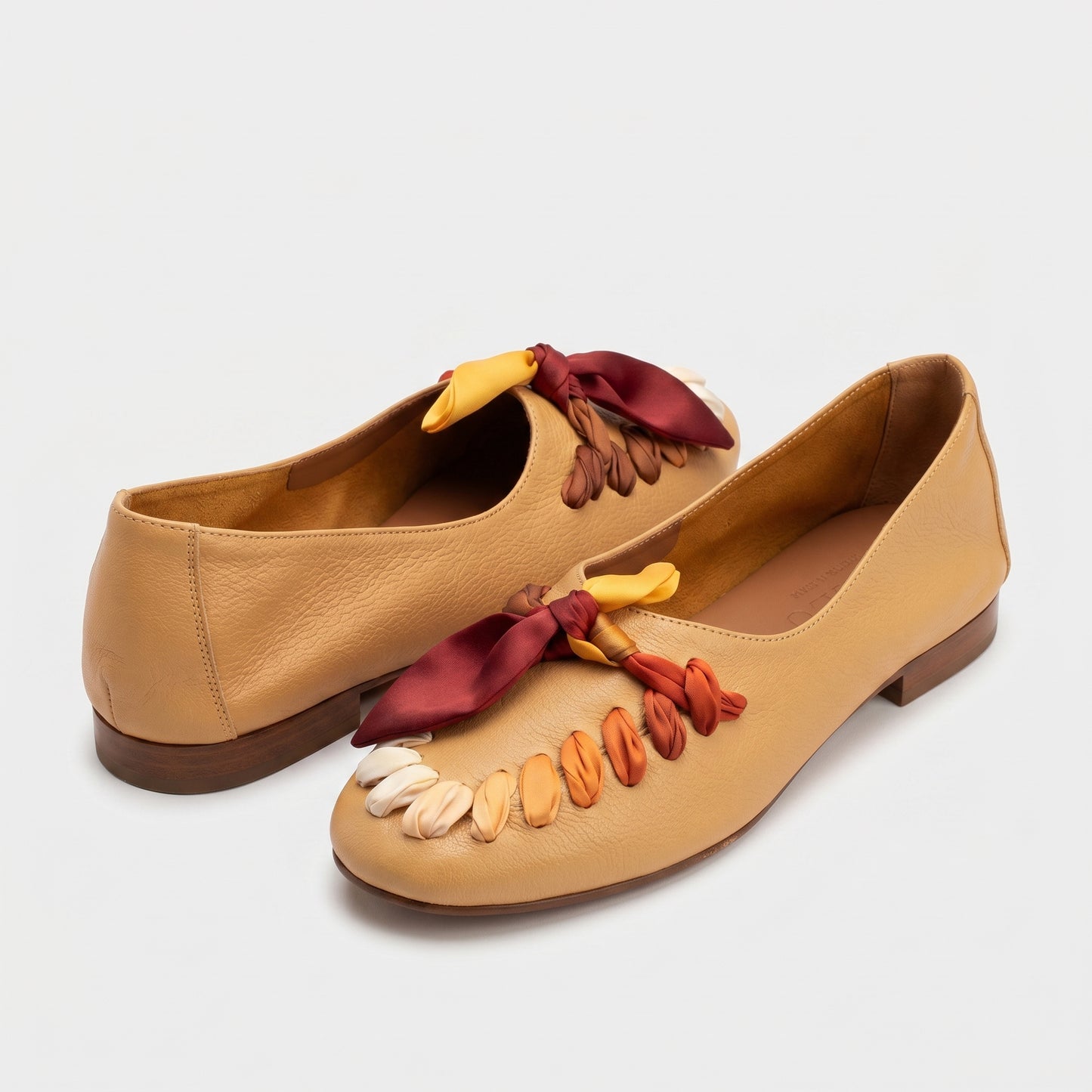 Leather Ballet Flats With Scarves