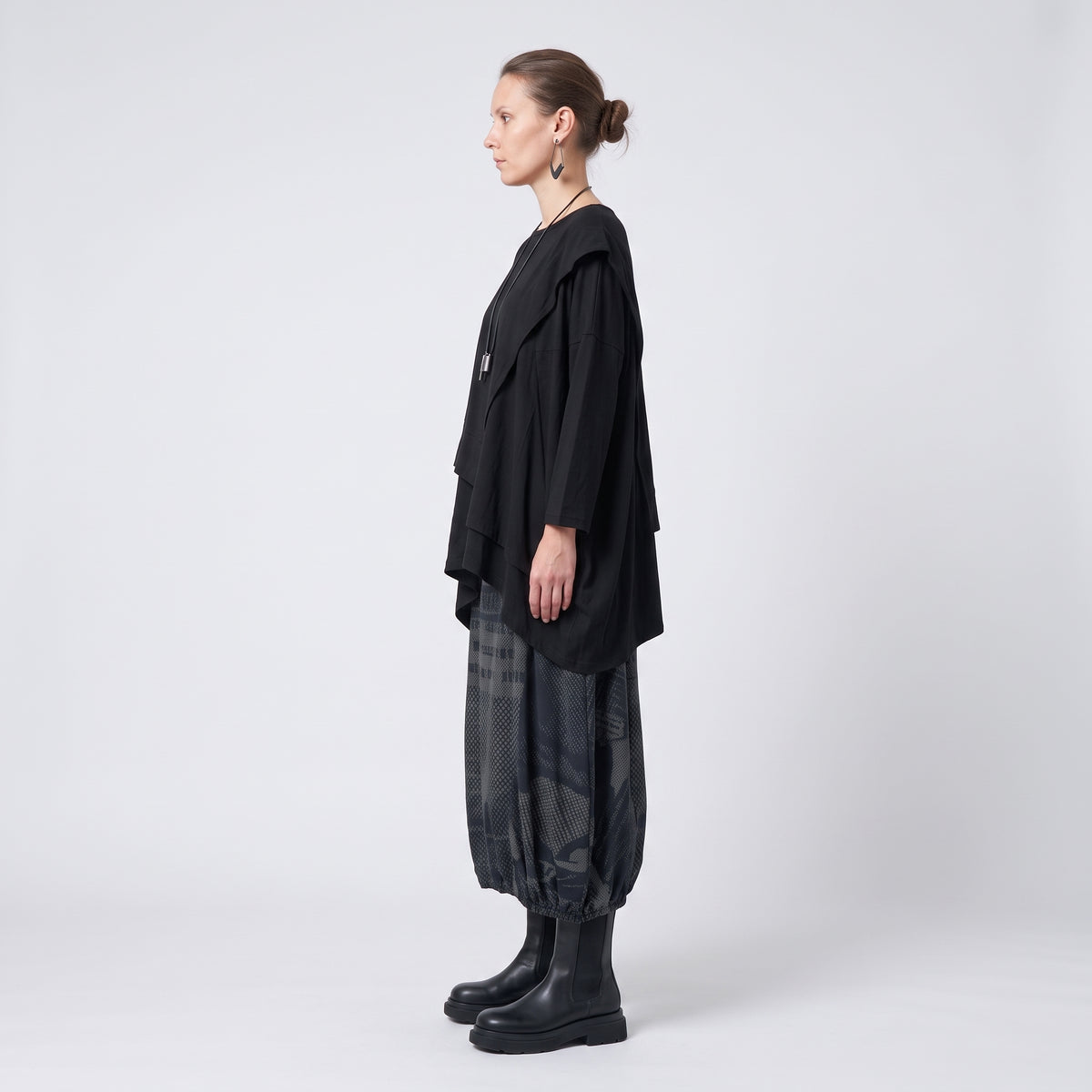 Abstract Print Bubble Hem Skirt