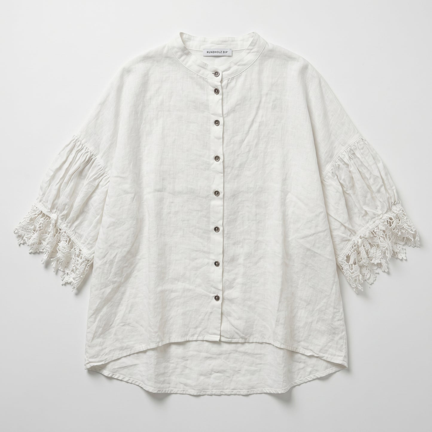 Lace Trim Linen Blouse