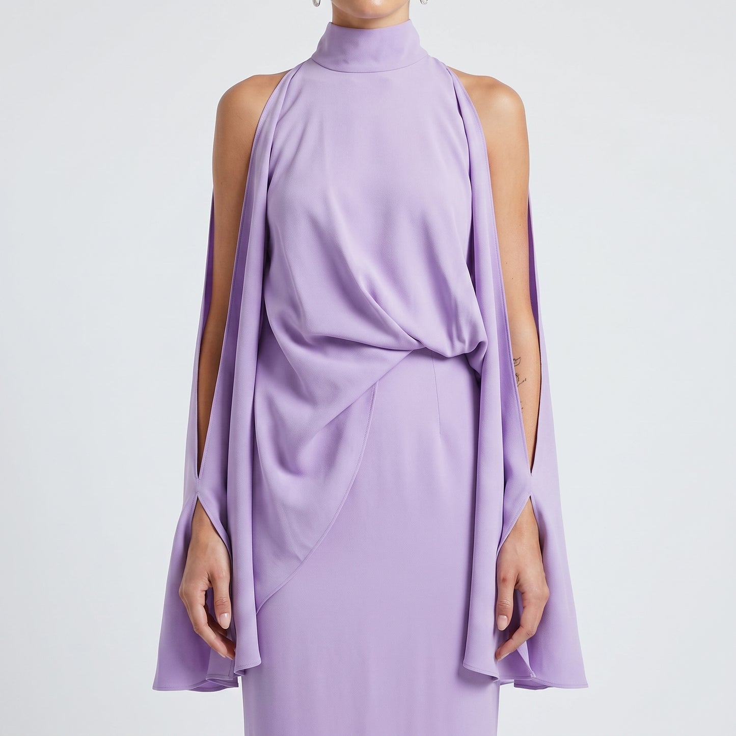 Lavender High Neck Cape Dress