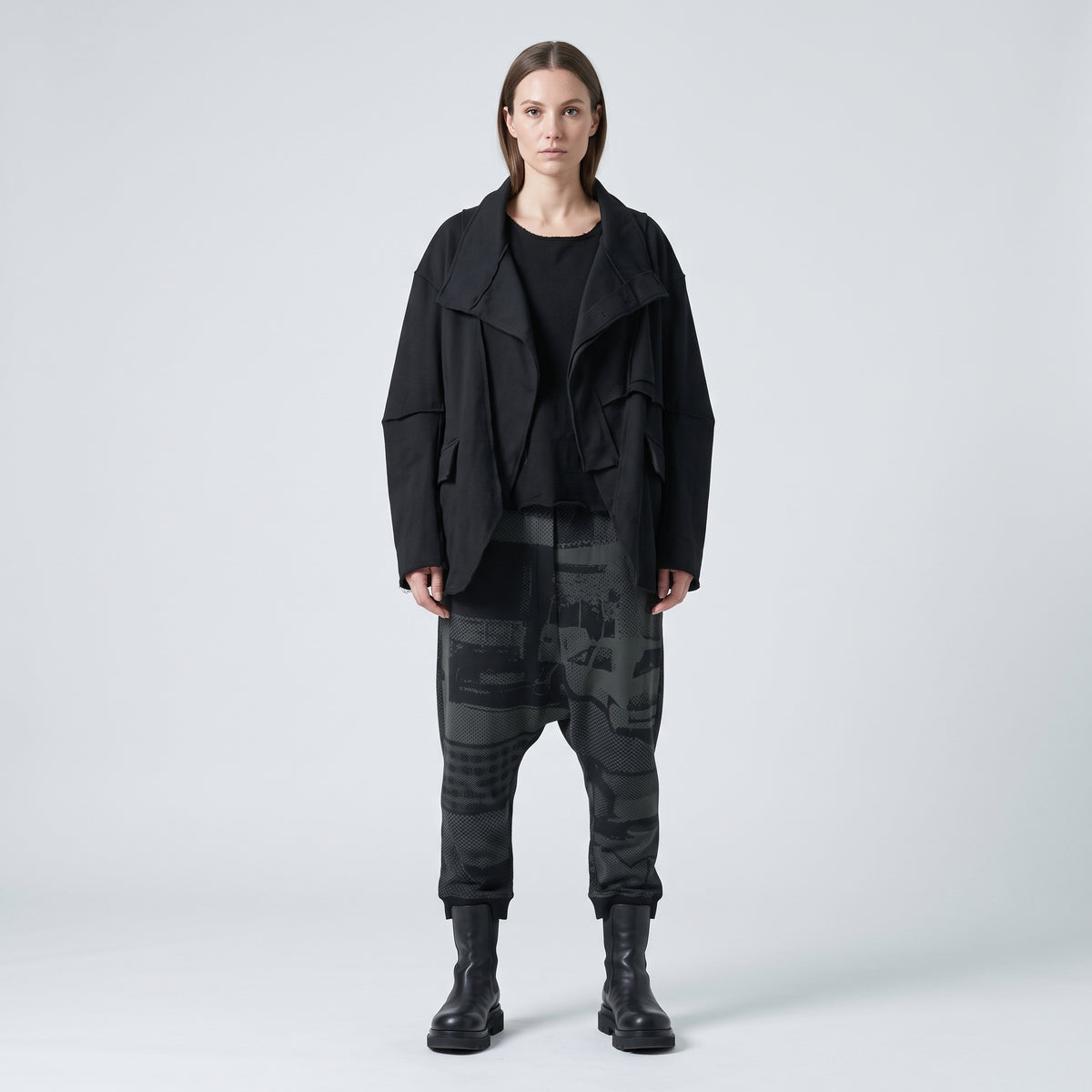 Graphic Print Drop Crotch Trousers