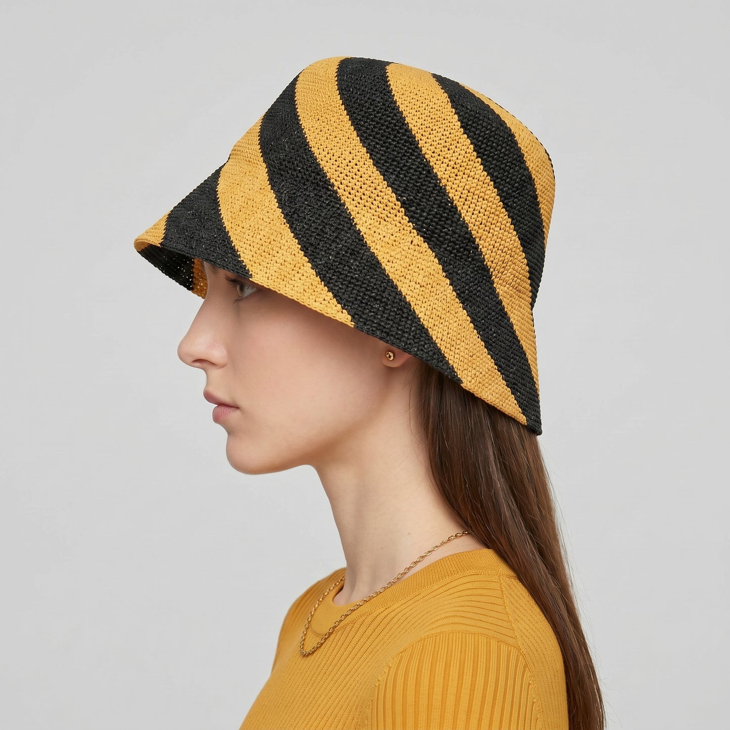 Packable Striped Woven Straw Hat