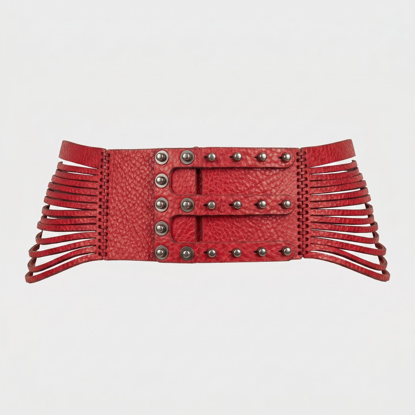 Studded Red Leather Corset Belt