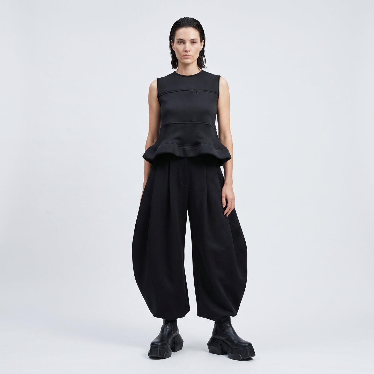 Structured Peplum Sleeveless Shell