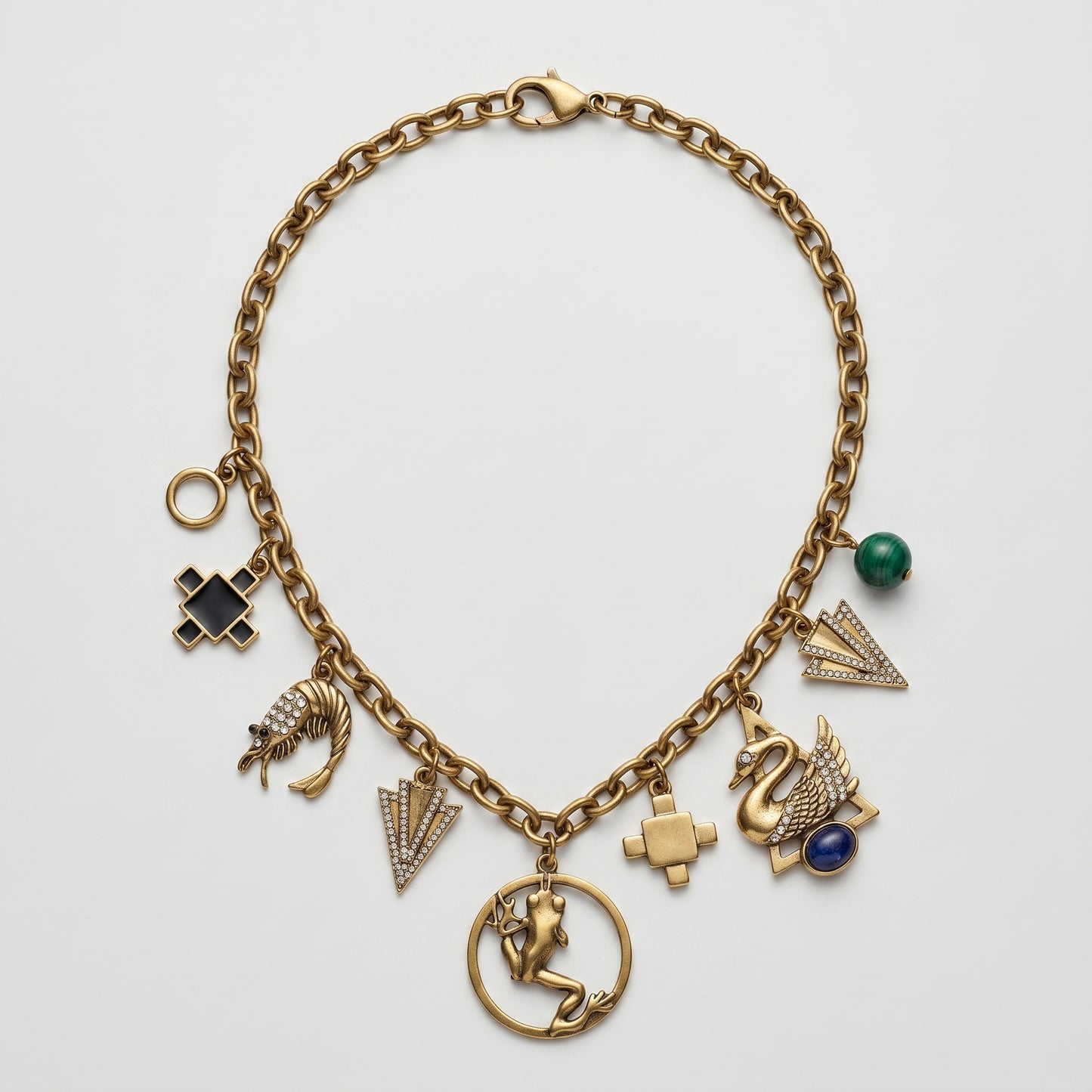 Eclectic Gold Charm Statement Necklace