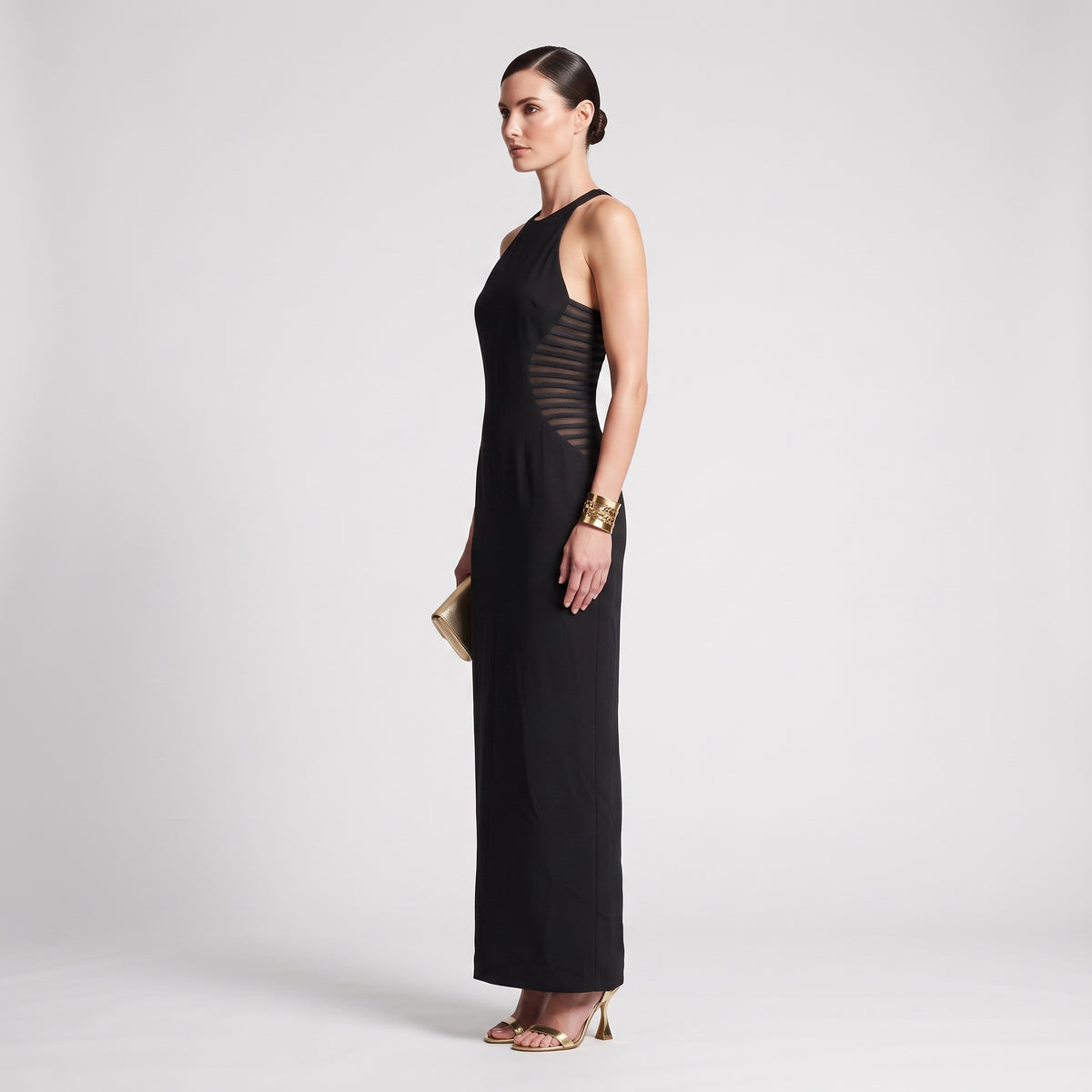 Sleek Ribbed Detail Midi Dress