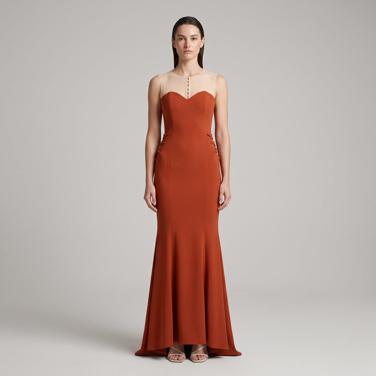 Sheer Yoke Mermaid Gown