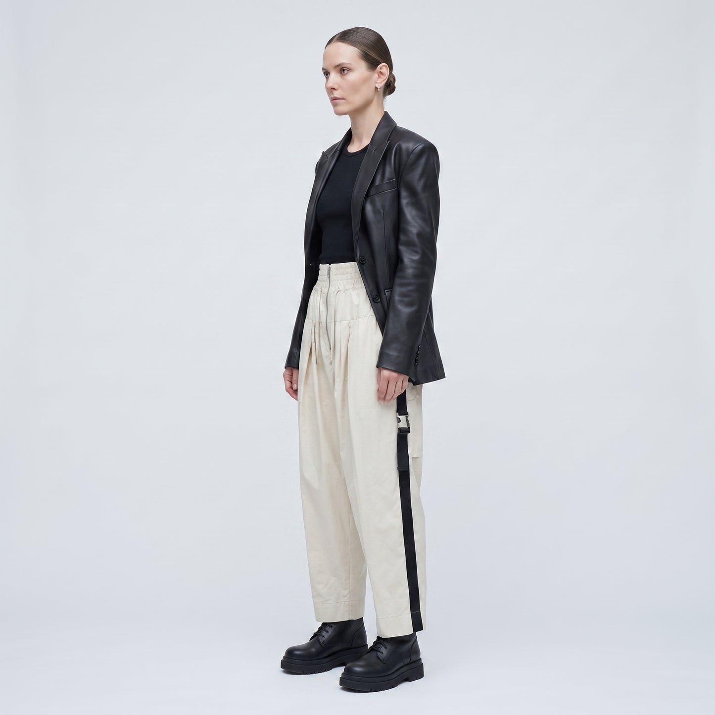 Pleated High-Waisted Utility Trousers