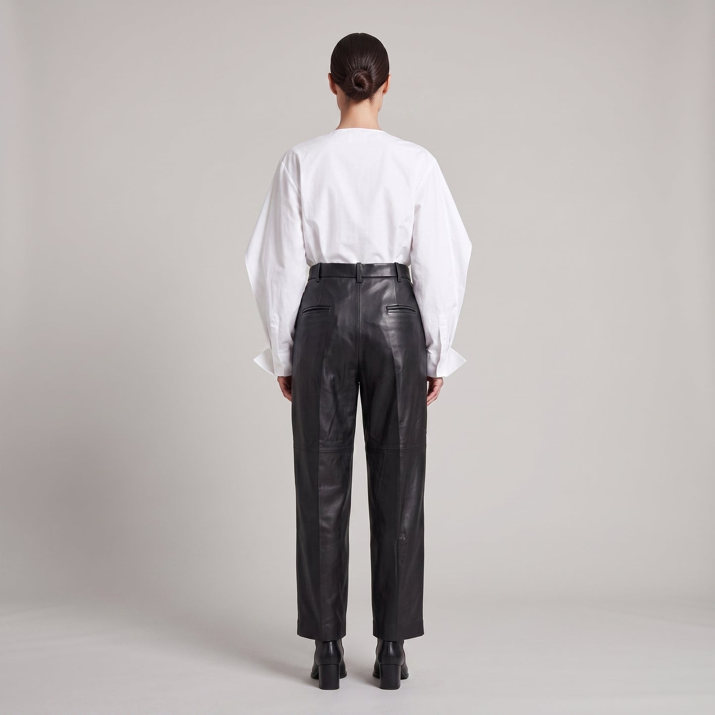 High-Waisted Leather Belted Trousers