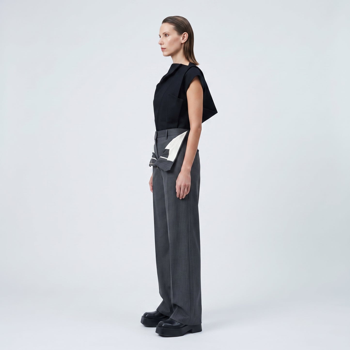 Tailored Pinstripe Wide Leg Trousers