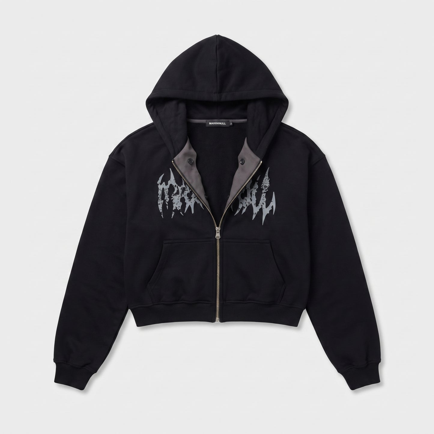 Graphic Zip-Up Cropped Hoodie