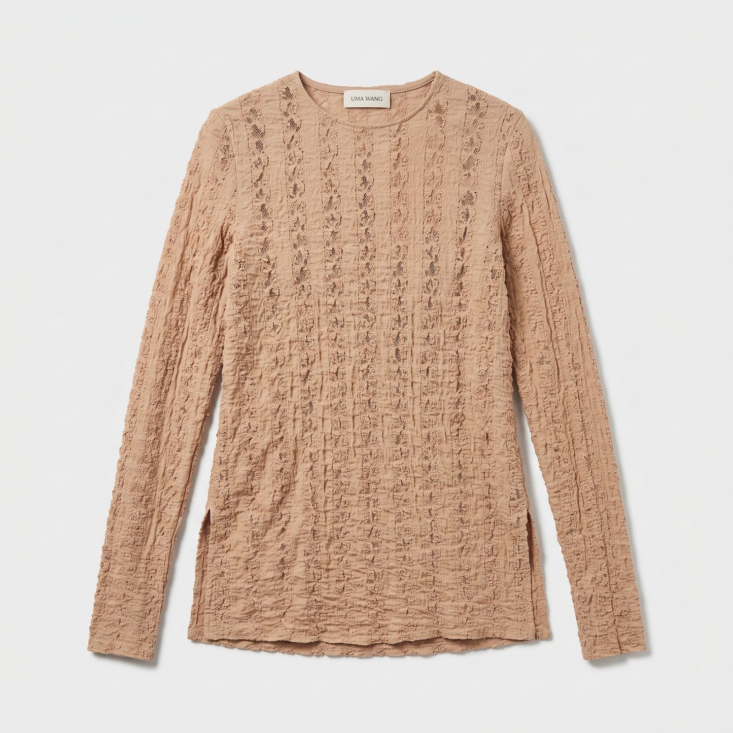 Textured Long Sleeve Crewneck Top