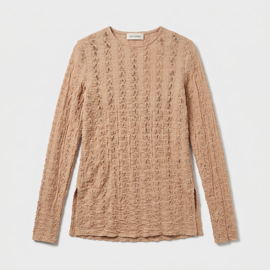 Textured Long Sleeve Crewneck Top