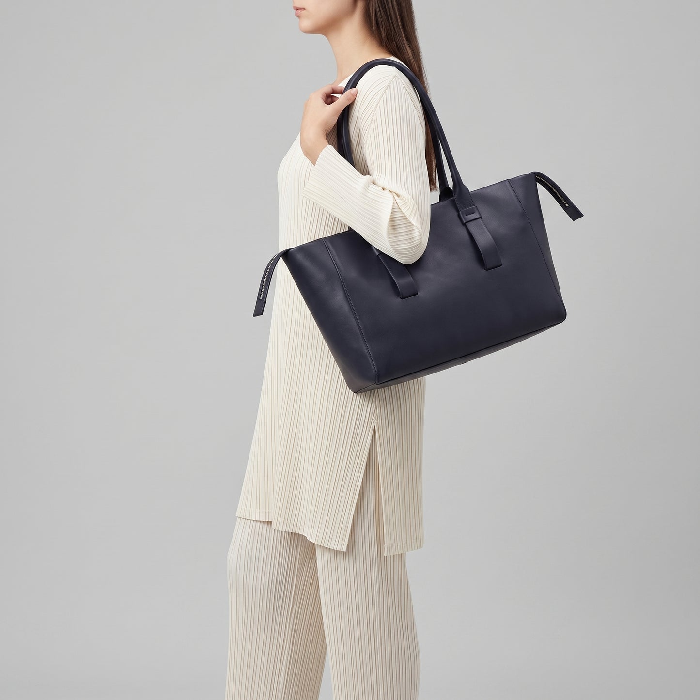 Structured Leather Tote Bag