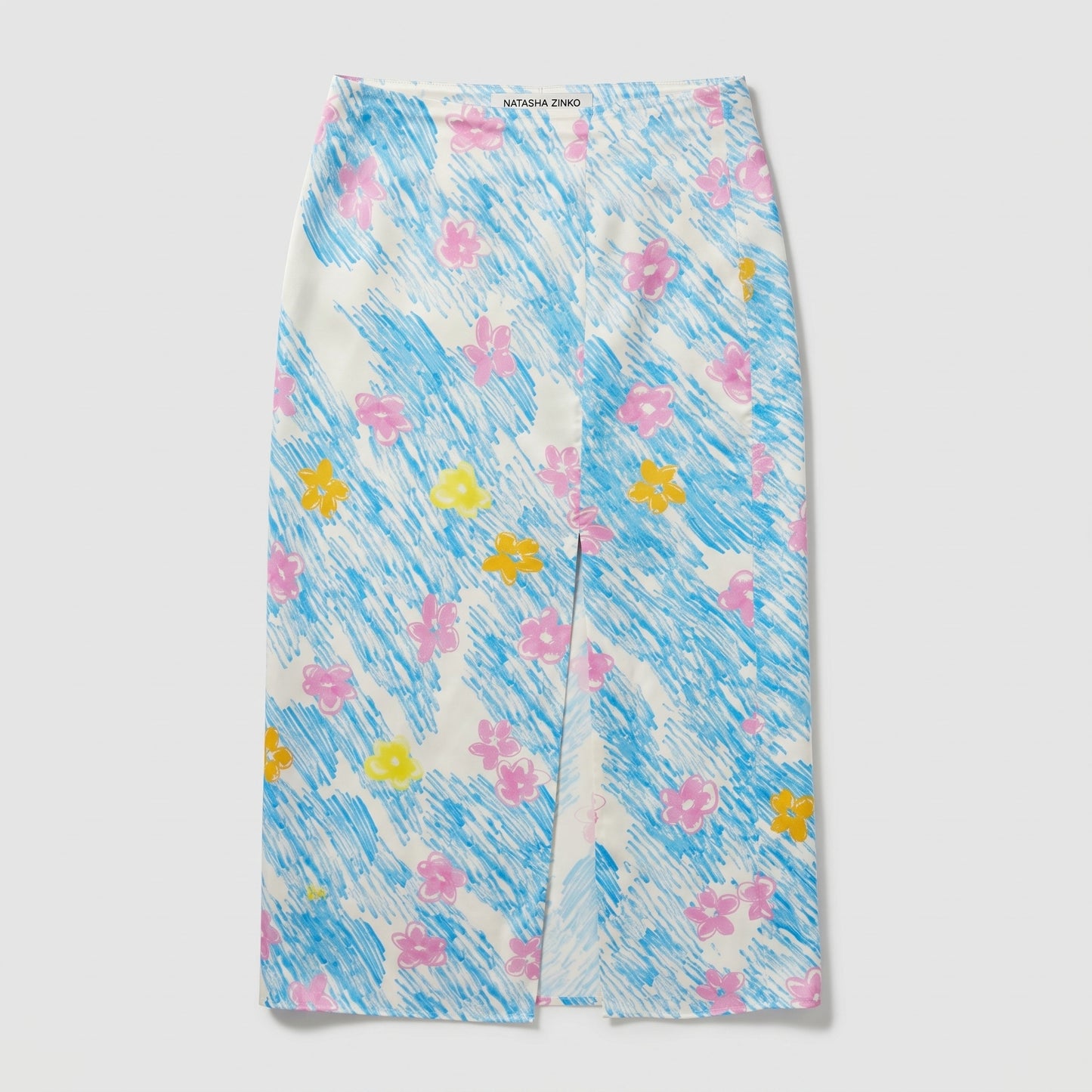 Floral Print Slit Midi Skirt