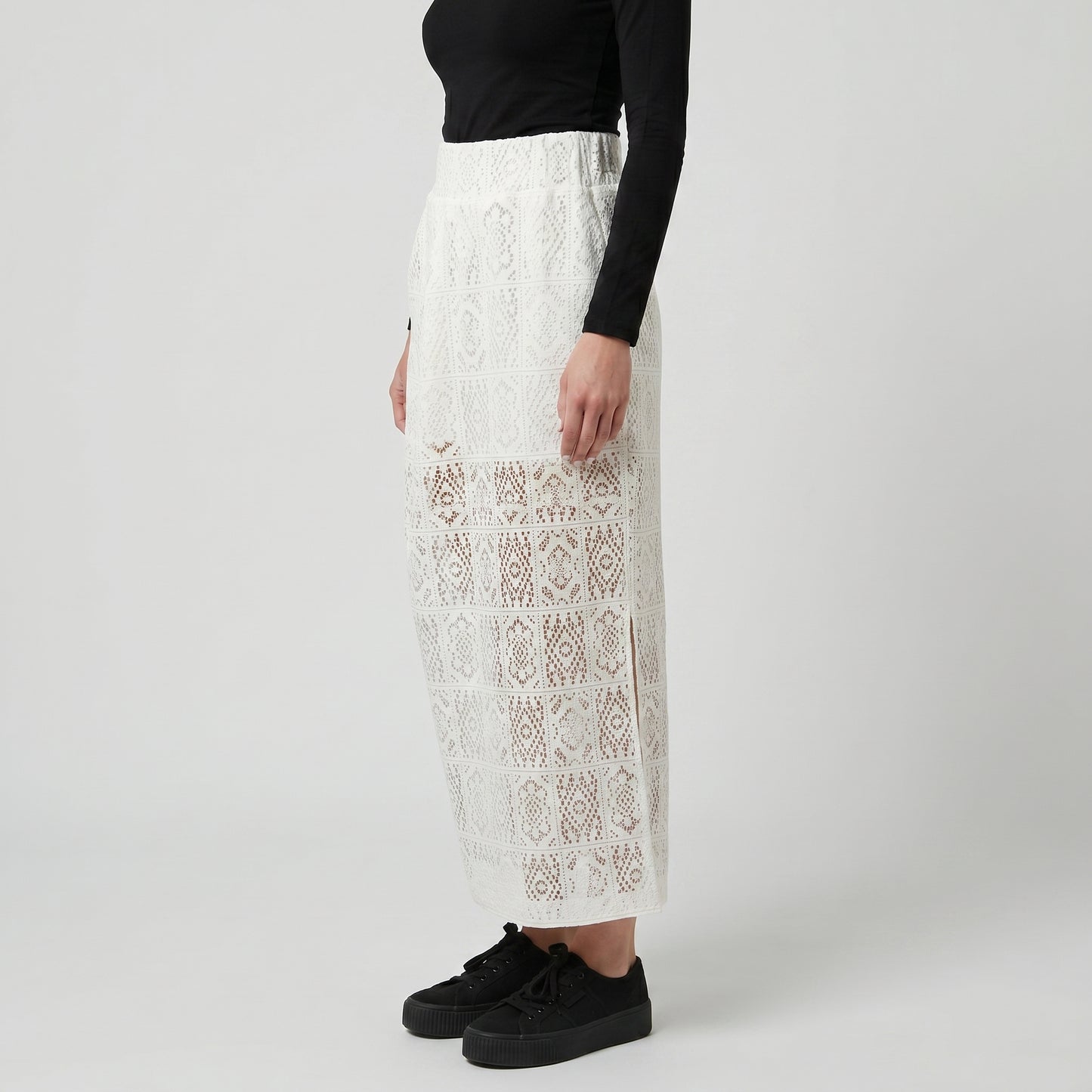Elegant Crochet Midi Wrap Skirt