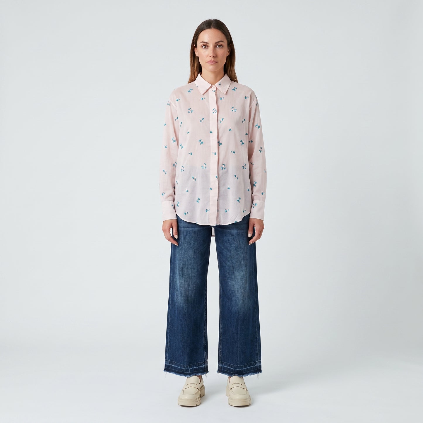 Floral Embroidered Cotton Shirt