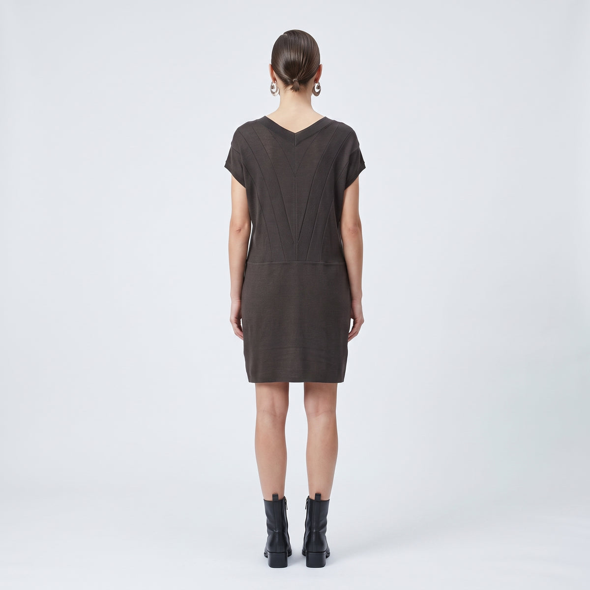 Structured V-Neck Knit Tunic