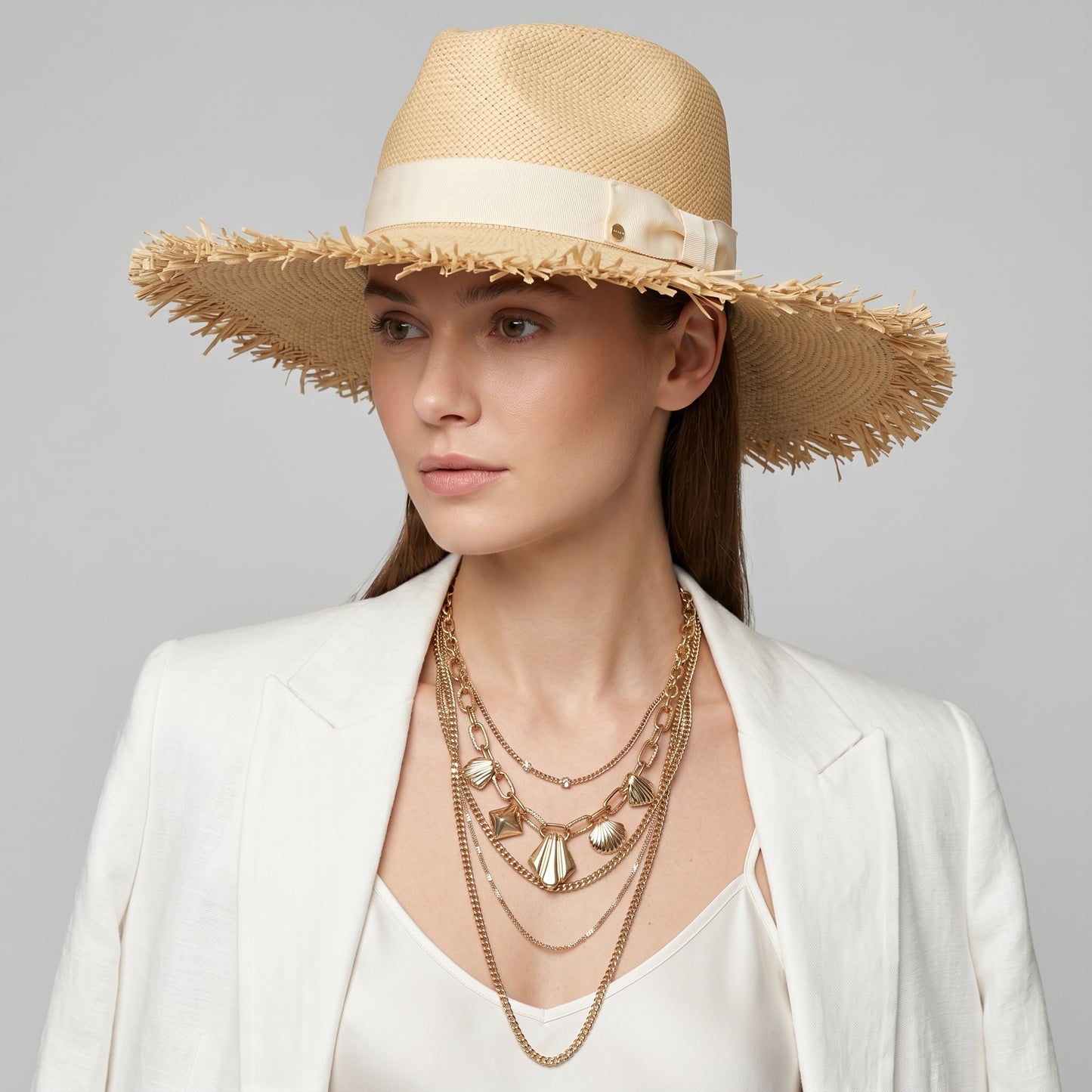 Fringed Wide Brim Straw Hat