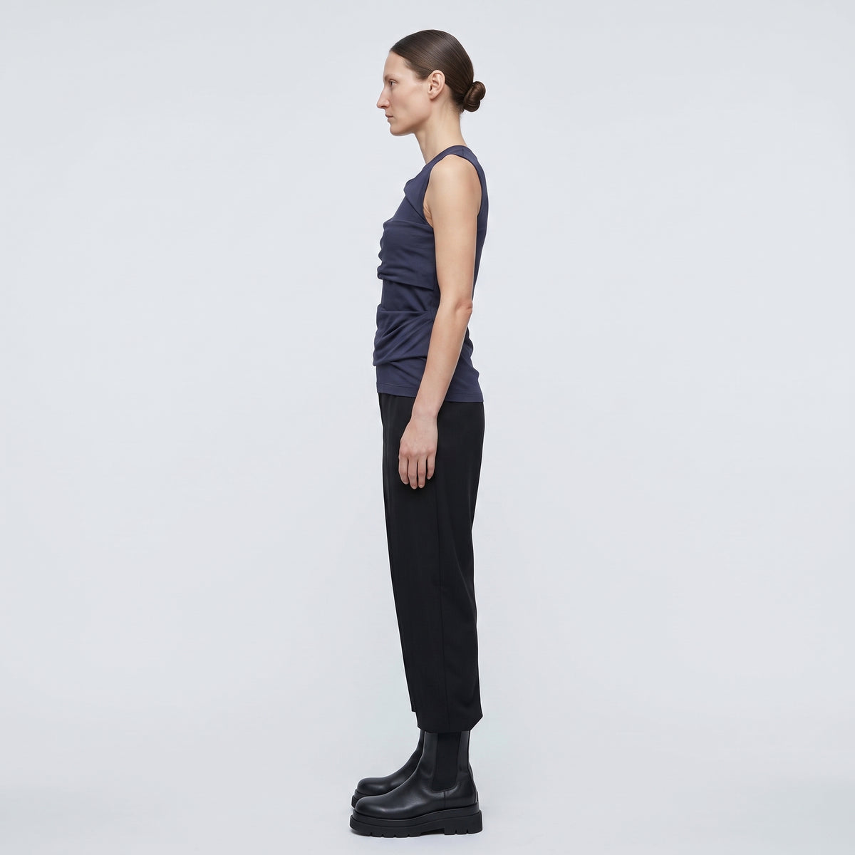 Cut-Out Navy Cotton Tank