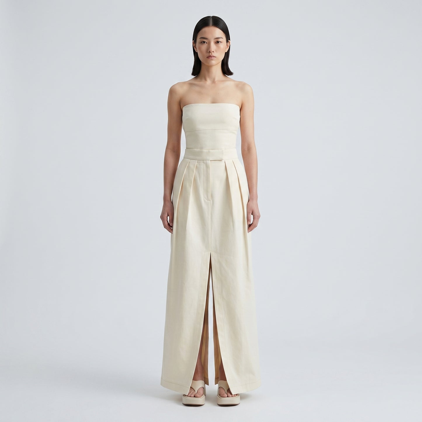 Tailored High-Waisted Pleated Skirt