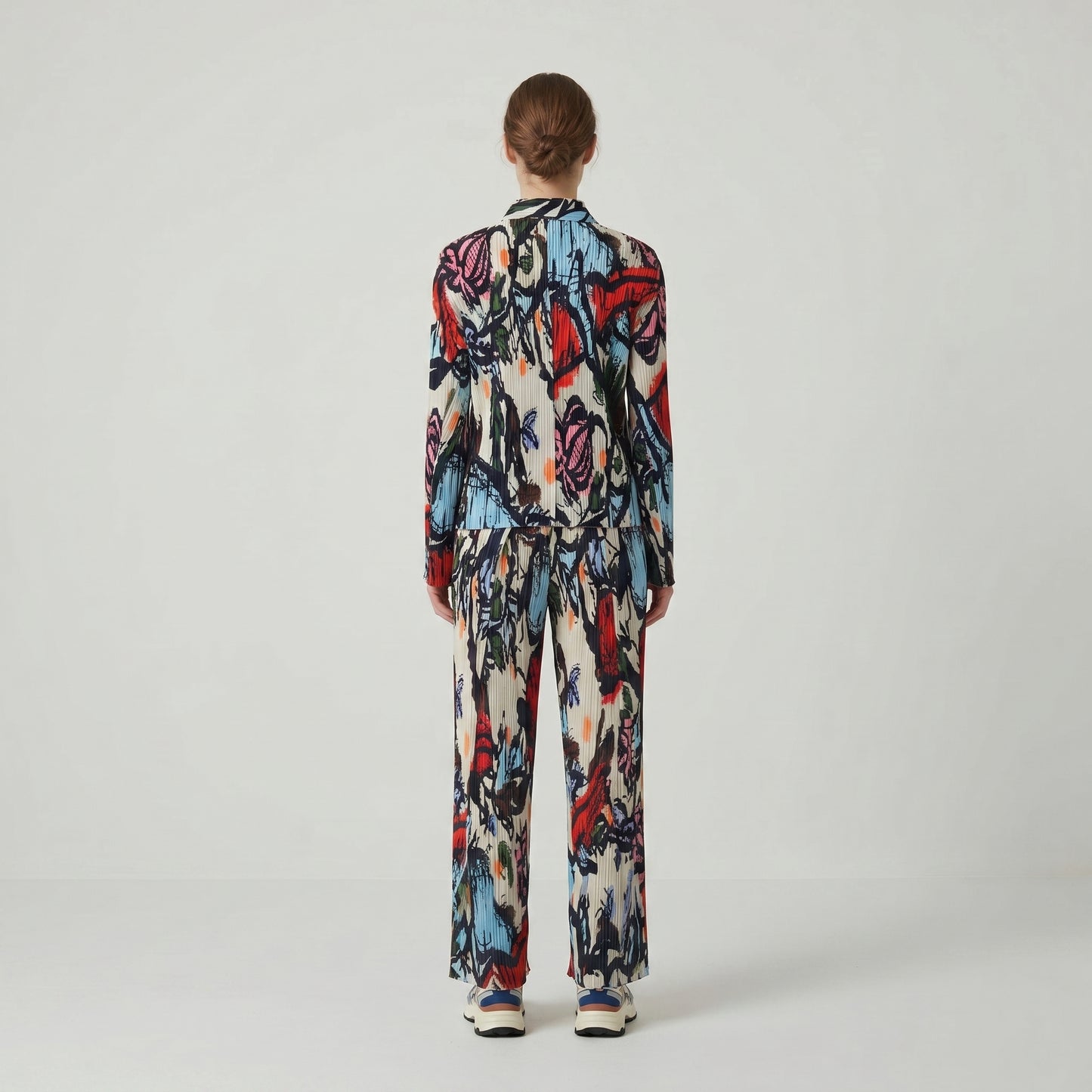 Abstract Printed Pleated Trousers