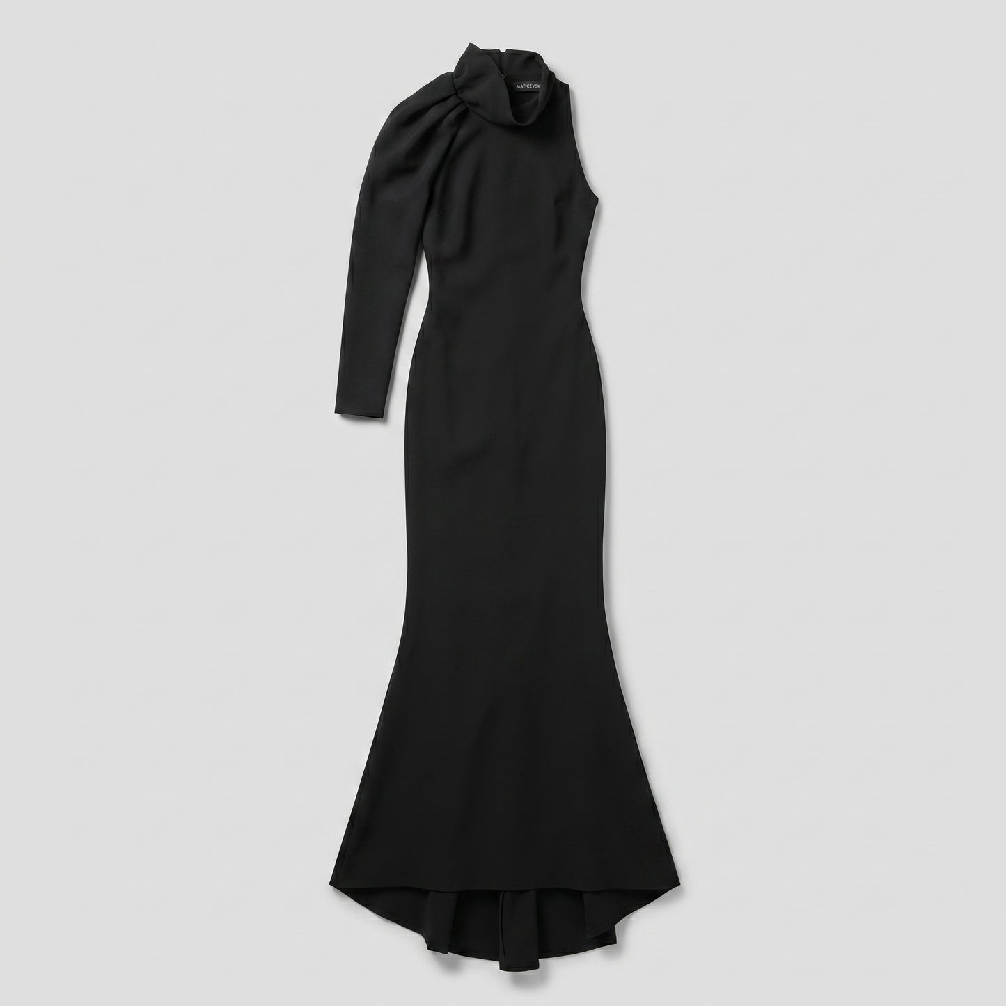 Asymmetric High-Neck Evening Gown