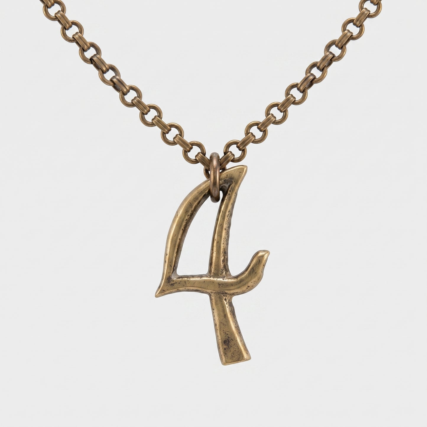 Vintage Bronze Number Pendant Necklace