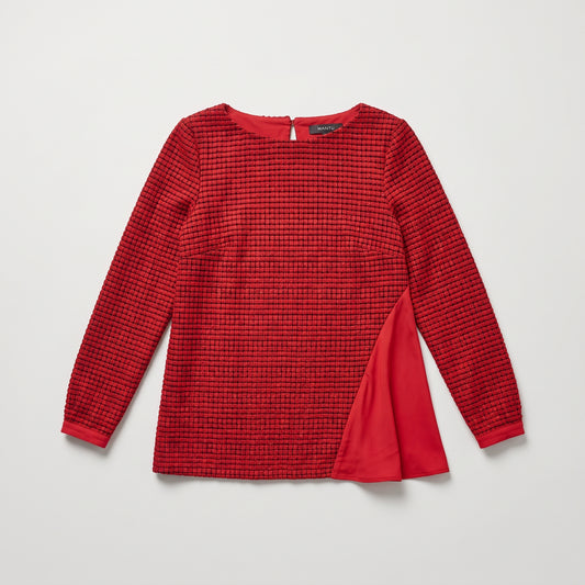 Textured Red Long Sleeve Top