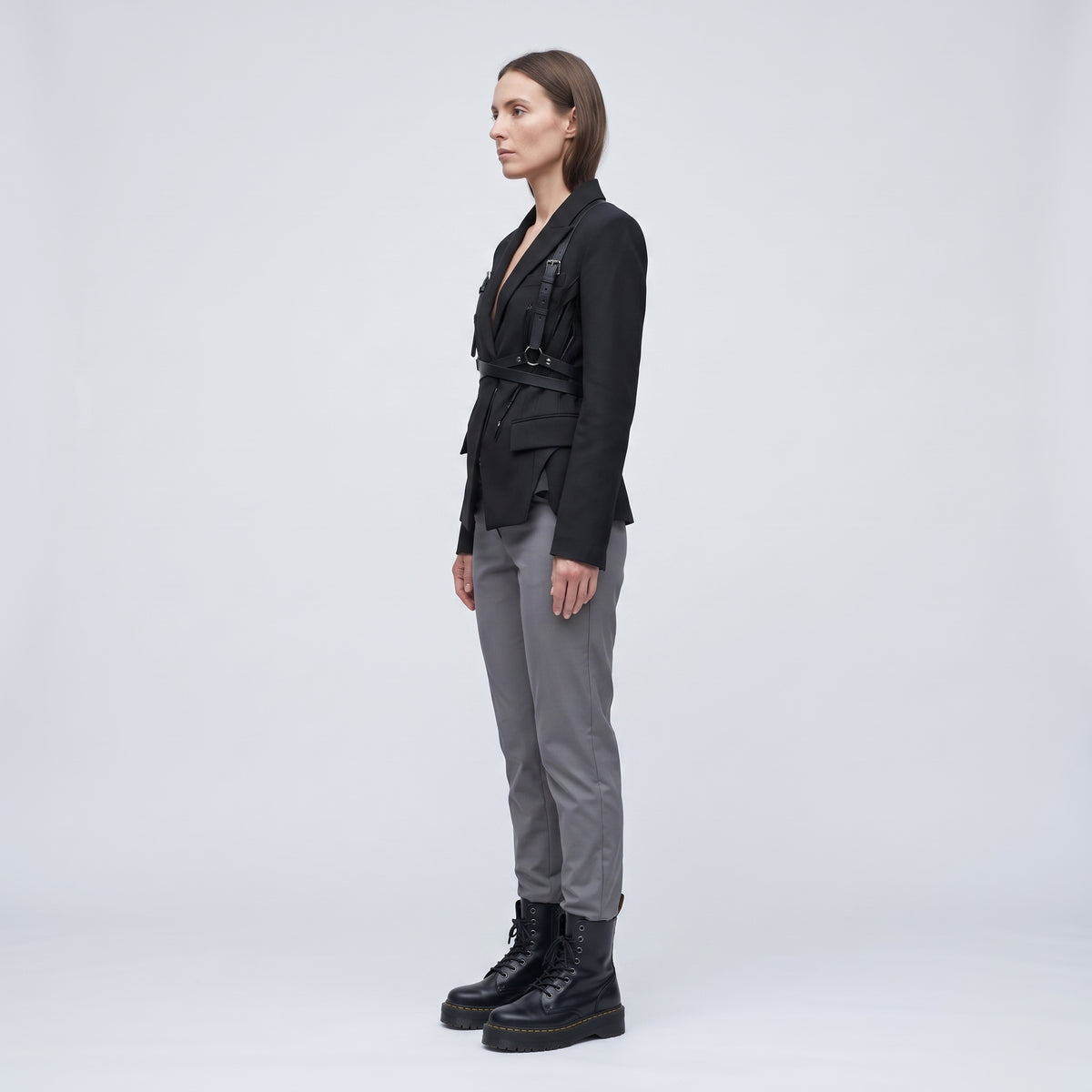 Tailored Mid-Rise Grey Trousers